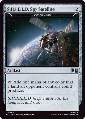 S.H.I.E.L.D. Spy Satellite - Fellwar Stone (Surge Foil) (285), Commander: Marvel Super Heroes — Magic card price
