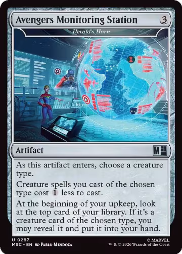 Avengers Monitoring Station - Herald's Horn (Surge Foil) (287), Commander: Marvel Super Heroes — Magic card price