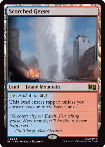 Scorched Geyser (Surge Foil) (264), Commander: Marvel Super Heroes — Magic card price