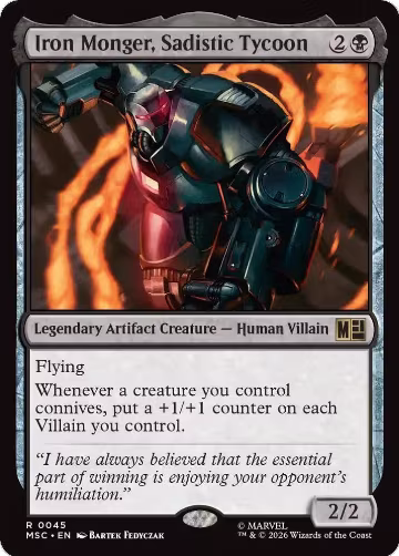 Iron Monger, Sadistic Tycoon (Surge Foil) (45), Commander: Marvel Super Heroes — Magic card price