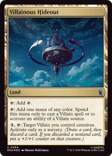 Villainous Hideout (Surge Foil) (454), Marvel Super Heroes — Magic card price