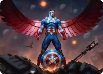 Captain America, Wings of Freedom Art Card (2/45) (2), Art Series: Marvel Super Heroes — Magic card price