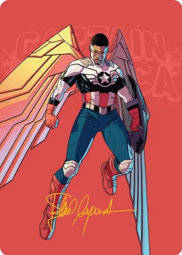Captain America, Wings of Freedom Art Card (22/45) (Gold-Stamped Signature) (22), Art Series: Marvel Super Heroes — Magic card price