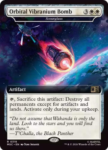 Orbital Vibranium Bomb - Scourglass (Extended Art) (318), Commander: Marvel Super Heroes — Magic card price