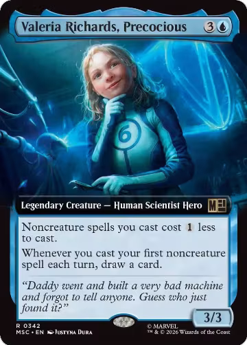 Valeria Richards, Precocious (Extended Art) (342), Commander: Marvel Super Heroes — Magic card price