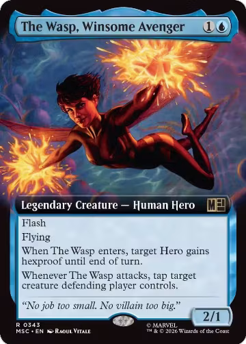 The Wasp, Winsome Avenger (Extended Art) (343), Commander: Marvel Super Heroes — Magic card price