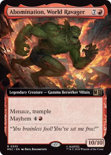 Abomination, World Ravager (Extended Art) (355), Commander: Marvel Super Heroes — Magic card price