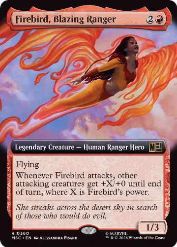 Firebird, Blazing Ranger (Extended Art) (360), Commander: Marvel Super Heroes — Magic card price