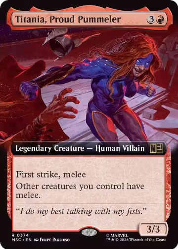 Titania, Proud Pummeler (Extended Art) (374), Commander: Marvel Super Heroes — Magic card price