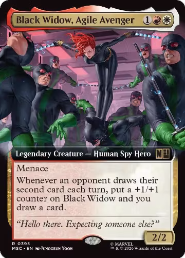 Black Widow, Agile Avenger (Extended Art) (395), Commander: Marvel Super Heroes — Magic card price