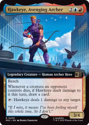 Hawkeye, Avenging Archer (Extended Art) (405), Commander: Marvel Super Heroes — Magic card price