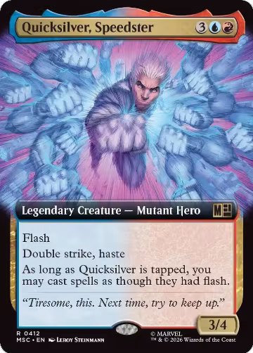 Quicksilver, Speedster (Extended Art) (412), Commander: Marvel Super Heroes — Magic card price