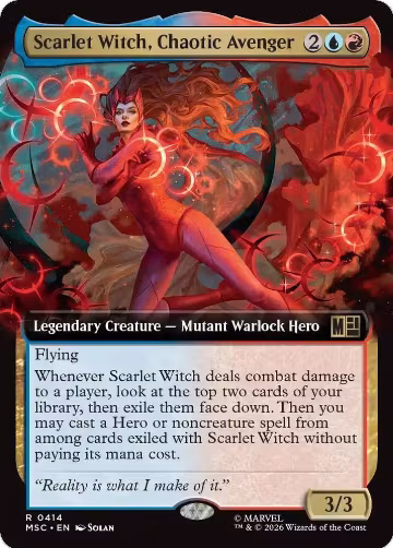 Scarlet Witch, Chaotic Avenger (Extended Art) (414), Commander: Marvel Super Heroes — Magic card price