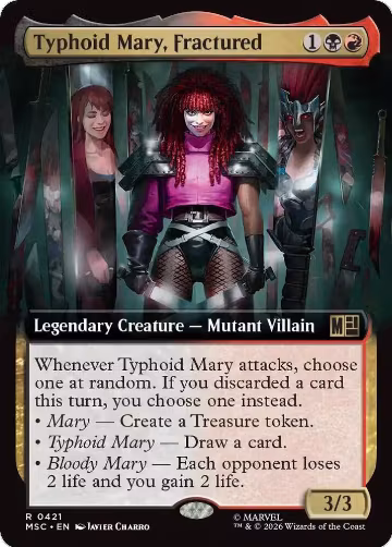 Typhoid Mary, Fractured (Extended Art) (421), Commander: Marvel Super Heroes — Magic card price