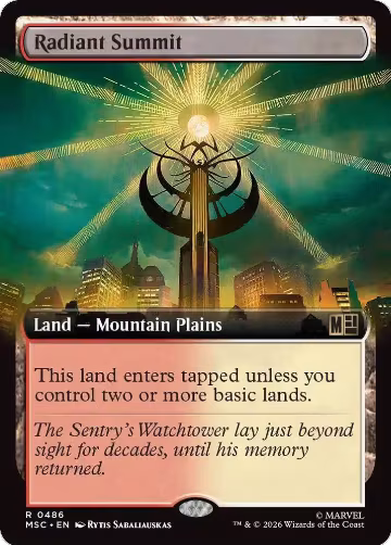 Radiant Summit (Extended Art) (486), Commander: Marvel Super Heroes — Magic card price