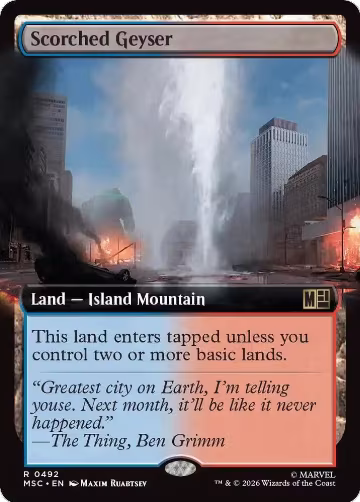 Scorched Geyser (Extended Art) (492), Commander: Marvel Super Heroes — Magic card price