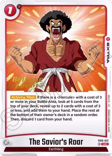 The Savior's Roar (FB10-022), Cross Force Release Event Cards — DB Fusion card price