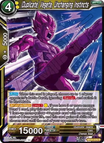 (Duplicate) Vegeta, Unchanging Instincts (BT31-076), Impact Beyond Dimensions — DB Super card price