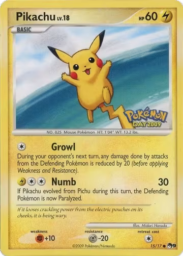 Pikachu (Pokemon Day 2009) (015/017) — card price