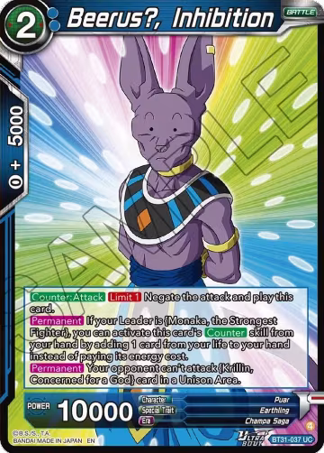 Beerus?, Inhibition (BT31-037), Impact Beyond Dimensions — DB Super card price