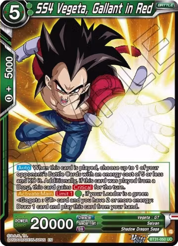 SS4 Vegeta, Gallant in Red (BT31-050), Impact Beyond Dimensions — DB Super card price