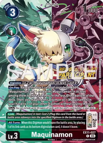 Maquinamon (Regionals 26-27 Season 2 Participant) (EX11-027 C), Dawn of Liberator — Digimon card price
