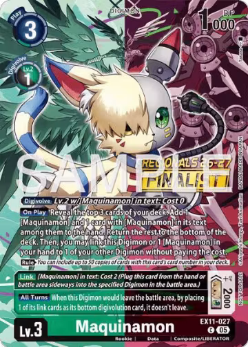 Maquinamon (Regionals 26-27 Season 2 Finalist) (EX11-027 C), Dawn of Liberator — Digimon card price