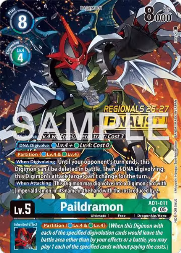Paildramon - AD1-011 (Regionals 26-27 Season 2 Finalist) (AD1-011 R), Advanced Booster Digimon Generation — Digimon card price