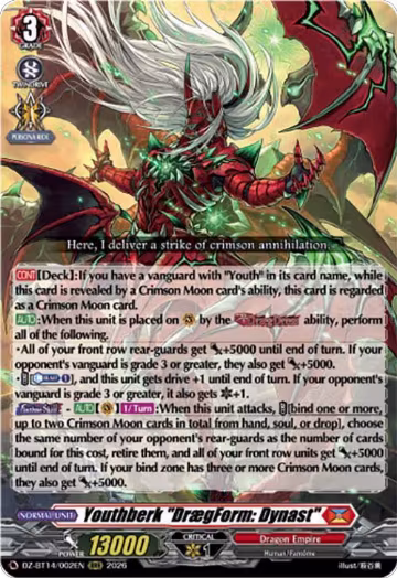 Youthberk "DraegForm: Dynast" (DZ-BT14/002EN), DZ-BT14: Envoys of the Crimson Moon — Vanguard card price