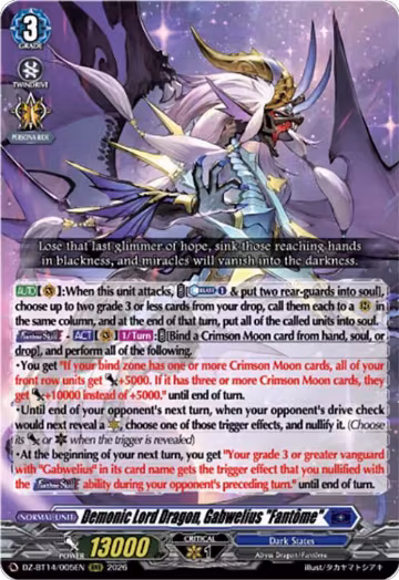 Demonic Lord Dragon, Gabwelius "Fantome" (DZ-BT14/005EN), DZ-BT14: Envoys of the Crimson Moon — Vanguard card price