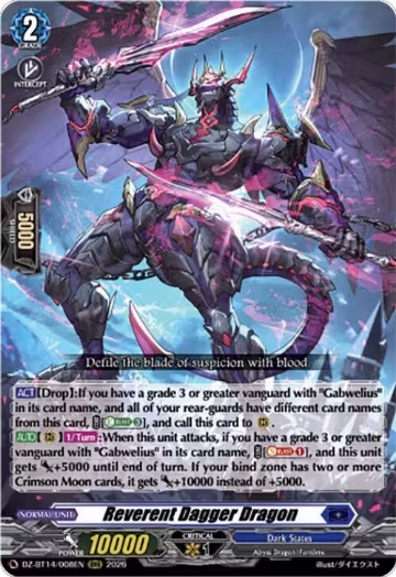 Reverent Dagger Dragon (DZ-BT14/008EN), DZ-BT14: Envoys of the Crimson Moon — Vanguard card price