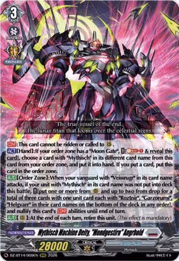 Mythisch Machine Deity, "Mondgestirn" Angrbold (DZ-BT14/009EN), DZ-BT14: Envoys of the Crimson Moon — Vanguard card price