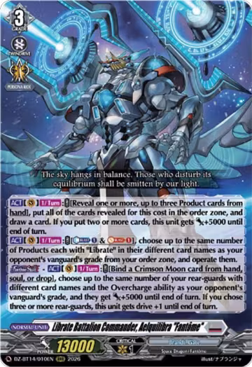 Librate Battalion Commander, Aelquilibra "Fantome" (DZ-BT14/010EN), DZ-BT14: Envoys of the Crimson Moon — Vanguard card price