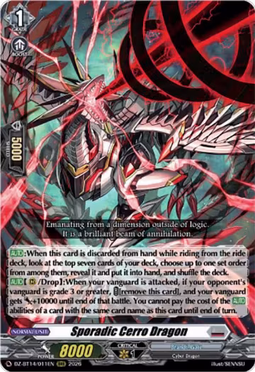 Sporadic Cerro Dragon (DZ-BT14/011EN), DZ-BT14: Envoys of the Crimson Moon — Vanguard card price