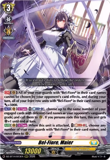 Bel-Fiore, Maier (DZ-BT14/013EN), DZ-BT14: Envoys of the Crimson Moon — Vanguard card price