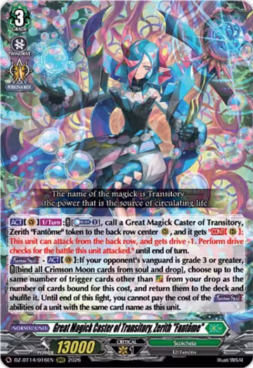Great Magick Caster of Transitory, Zerith "Fantome" (DZ-BT14/016EN), DZ-BT14: Envoys of the Crimson Moon — Vanguard card price