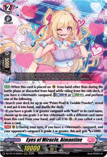 Eyes of Miracle, Aimantine (DZ-BT14/020EN), DZ-BT14: Envoys of the Crimson Moon — Vanguard card price