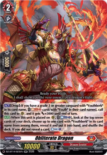 Obliterate Dragon (DZ-BT14/023EN), DZ-BT14: Envoys of the Crimson Moon — Vanguard card price