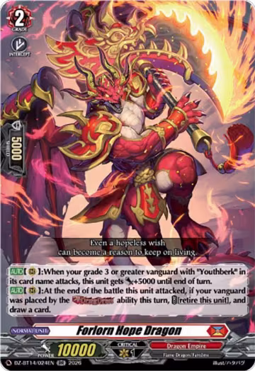 Forlorn Hope Dragon (DZ-BT14/024EN), DZ-BT14: Envoys of the Crimson Moon — Vanguard card price