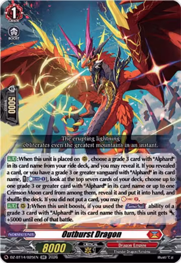 Outburst Dragon (DZ-BT14/025EN), DZ-BT14: Envoys of the Crimson Moon — Vanguard card price