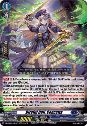 Direful Doll, Concetta (DZ-BT14/027EN), DZ-BT14: Envoys of the Crimson Moon — Vanguard card price