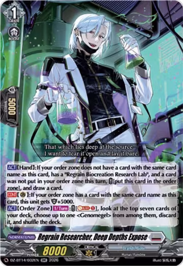 Regrain Researcher, Deep Depths Expose (DZ-BT14/032EN), DZ-BT14: Envoys of the Crimson Moon — Vanguard card price