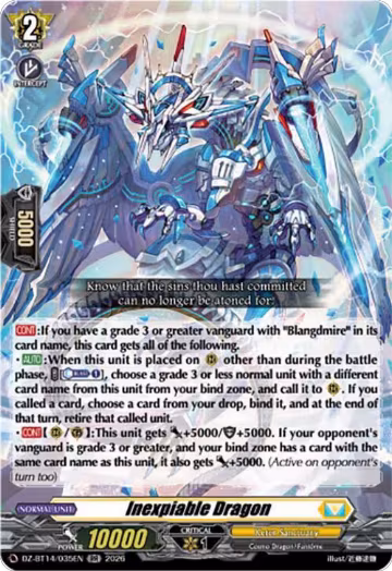 Inexpiable Dragon (DZ-BT14/035EN), DZ-BT14: Envoys of the Crimson Moon — Vanguard card price