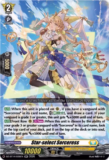 Star-select Sorceress (DZ-BT14/036EN), DZ-BT14: Envoys of the Crimson Moon — Vanguard card price