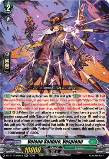 Veleno Soldato, Vespieno (DZ-BT14/038EN), DZ-BT14: Envoys of the Crimson Moon — Vanguard card price