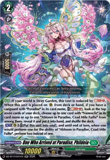 One Who Arrived at Paradise, Phildeia (DZ-BT14/041EN), DZ-BT14: Envoys of the Crimson Moon — Vanguard card price
