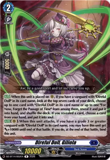 Direful Doll, Giliola (DZ-BT14/052EN), DZ-BT14: Envoys of the Crimson Moon — Vanguard card price