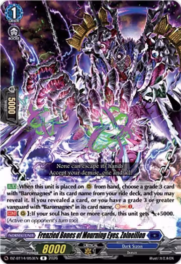 Frenzied Bones of Mourning Eyes, Zolneillon (DZ-BT14/053EN), DZ-BT14: Envoys of the Crimson Moon — Vanguard card price