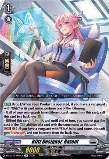 Blitz Designer, Razent (DZ-BT14/056EN), DZ-BT14: Envoys of the Crimson Moon — Vanguard card price