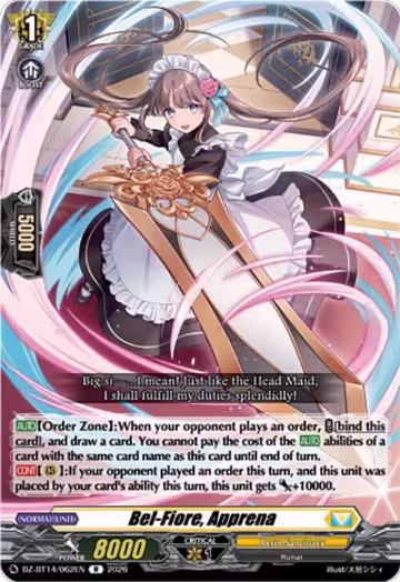 Bel-Fiore, Apprena (DZ-BT14/062EN), DZ-BT14: Envoys of the Crimson Moon — Vanguard card price